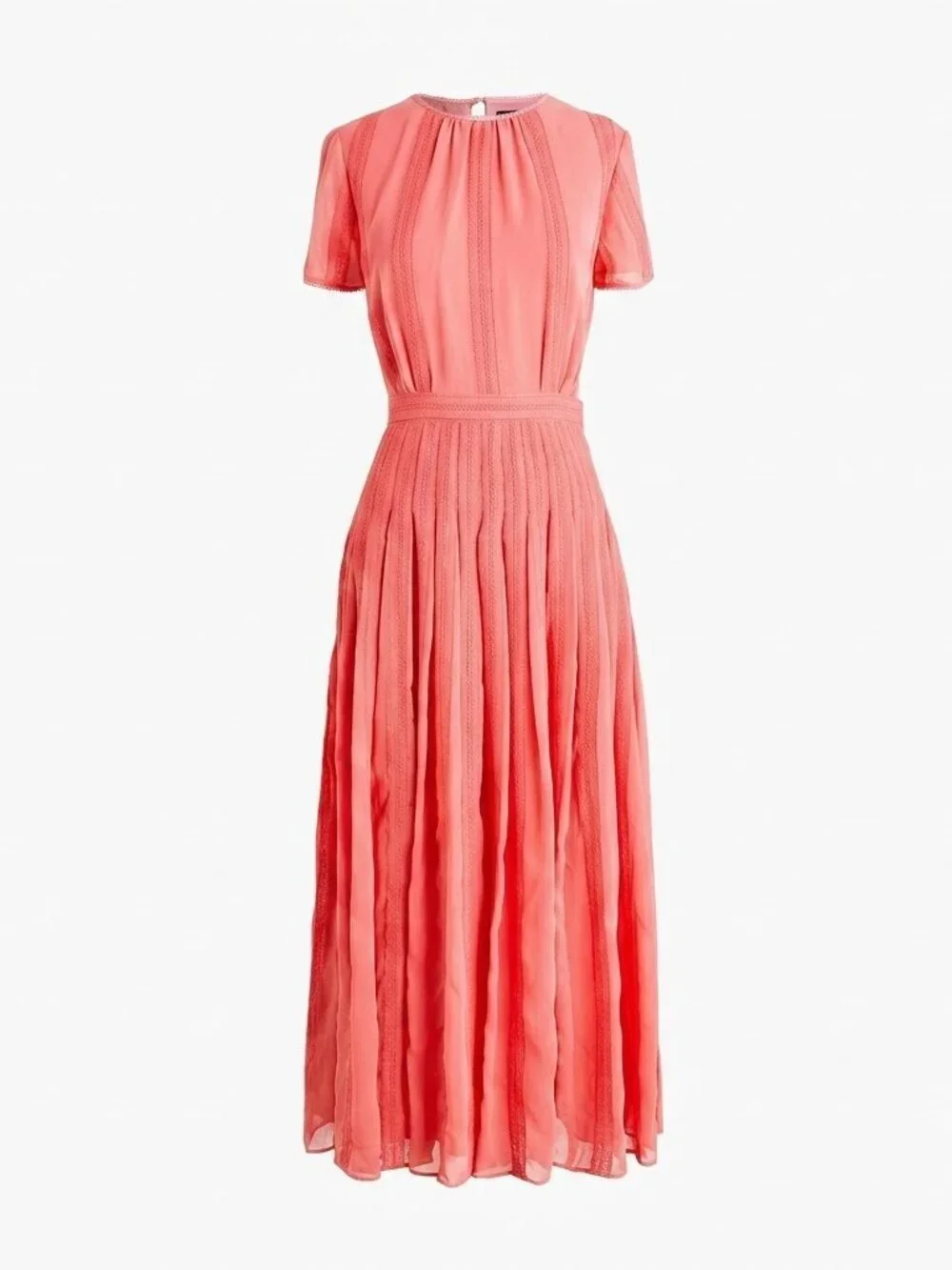 NWT J.Crew Midi in Bright Pink Embroidered Chiffon Short Sleeve Dress 6 $198
